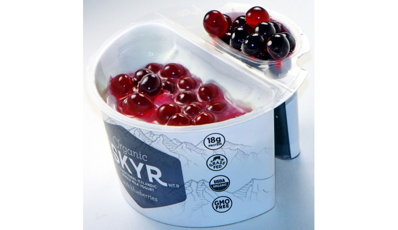 Yogurts with juice pearls