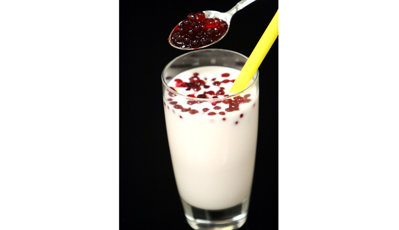 Smoothie with juice pearls